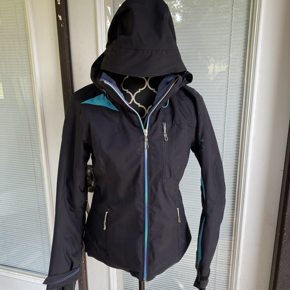 Obermeyer Jacket Black Full Zip Ski Logo Winter Outdoors Parka Womens Size 4
